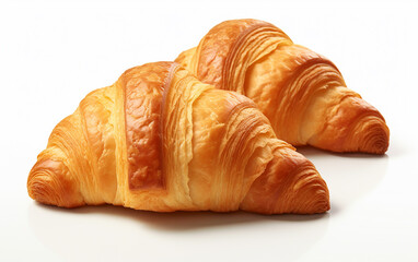 Freshly baked croissants in a bakery,  fresh croissant photography, a simple yet enticing croissant. croissant with its golden - brown crust and flaky layers. Generative AI