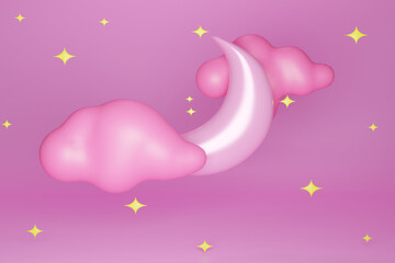 heart and stars, 3d, adorable, art, baby, background, bedtime, birthday, blue, candy, card, cartoon, closed eyes, cloud, clouds, comic, cute