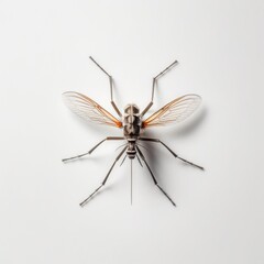 Mosquito on white background, chikungunya, malaria and other infections, Insect isolated on white background, AI generated.