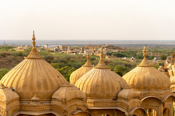 The royal cenotaphs of historic rulers, also known as Jaisalmer Chhatris, at Bada Bagh in...