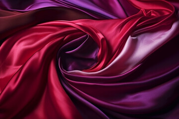 Purple red silk fabric background, full frame,generative ai