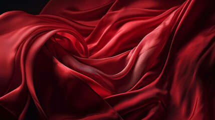 Obraz premium Red silk fabric background, full frame,generative ai