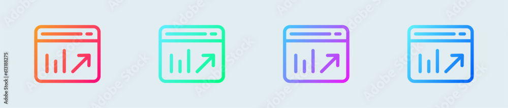 Poster chart line icon in gradient colors. statistic signs vector illustration.