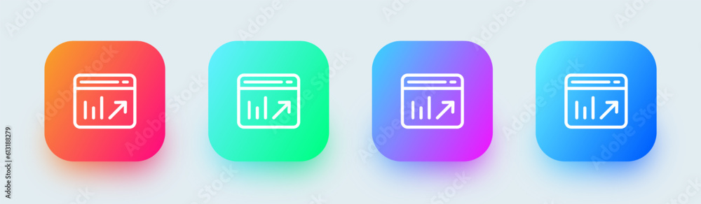 Poster chart line icon in square gradient colors. statistic signs vector illustration.