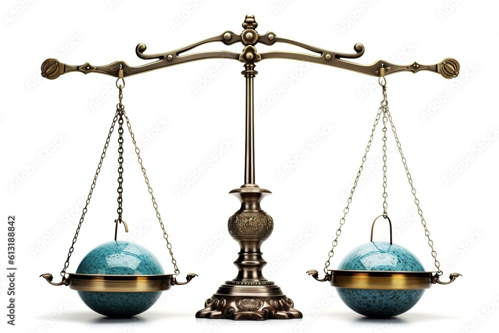 Poster scale balance concept. scales isolated on white background. generated by ai.