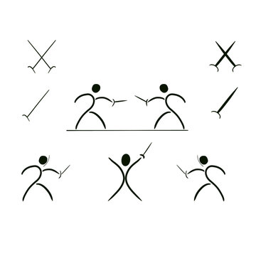 Incons of swordsmen, fencing