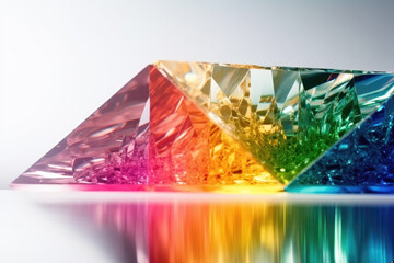 Prism rainbow reflection on a white background. Light glowing colors background wallpaper.