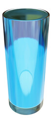 3d illustration of a transparent stange glass with liquid isolated. Front view.