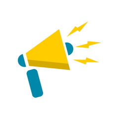 Yellow megaphone doodle icon flat vector design