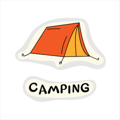 Sticker,tent, camping, A set of stickers for tourism and recreation. Label, logo.