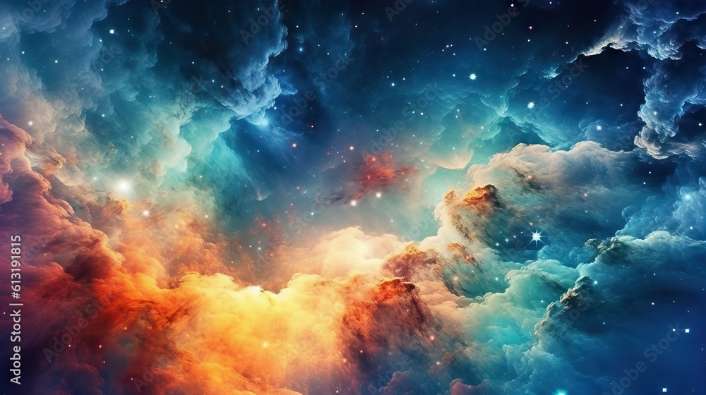 Wall mural a vibrant, colorful space galaxy cloud nebula, a mesmerizing vista of the starry night cosmos, a tes