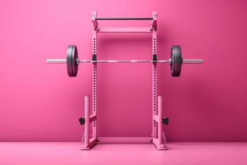 Pink Squat Rack Power rack | Female gym equipment, bosslady gym girl strong weight training gear - obrazy, fototapety, plakaty