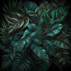Green leaves foliage, created with generative AI