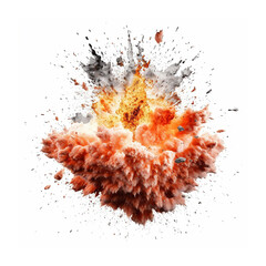 Big explosion effect isolated on white background, created with generative AI