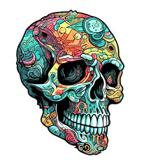 Abstract skull isolated on white. AI generated