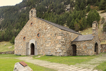 Fototapeta na wymiar San Gil is a hermitage dedicated to Saint Gil the Hermit, located near the Sanctuary of Nuria, in the Nuria Valley. According to tradition, it was built in 1615.