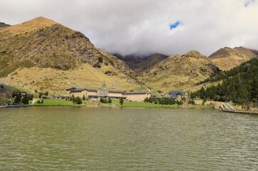 The Nuria Valley is located in the Catalan Pyrenees. It is accessed by a rack railway or by mountain roads. The Sanctuary of the Virgin of Nuria is located in the valley