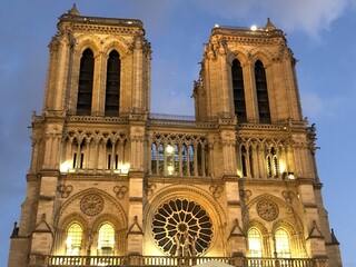 Naklejka na ściany i meble Beautiful building of Notre Dame de Paris in Paris, France