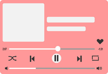 Music media player template vector design icon Illustation for music application. Isolated on Transparent Background