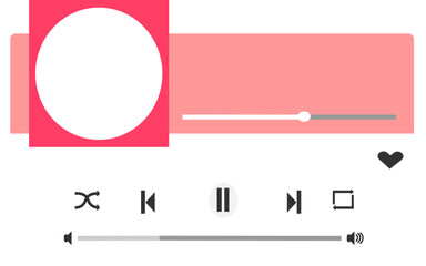 Music media player template vector design icon Illustation for music application. Isolated on Transparent Background