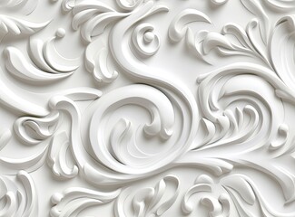 Patterns on the ceiling gypsum sheets of white flowers, plaster background - floral pattern, seamless pattern. Created with Generative AI technology.