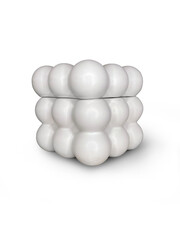 white casket ceramic box container bubble for jewellery isolated home decor on white background