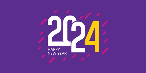 Modern 2024 year typography design in vector with flat style. Happy Near 2024 celebration card design with illustration and unique style.
