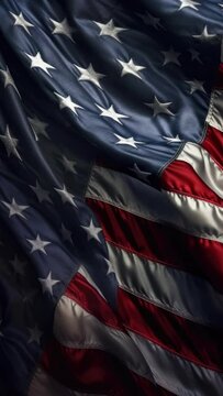 Waving American flag video, symbolic US motion background for memorial day, veterans day or patriot business purposes, creative for social media post