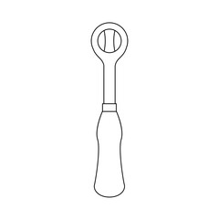モノクロのイラスト_ラチェットハンドル_正面