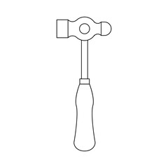 モノクロのイラスト_片手ハンマー