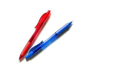 Blue and red pen isolated on a white background.