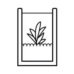 Small succulent desk plant in glass jar vector icon outlined isolated on square white background. Simple flat minimalist outlined cartoon drawing. Botanical natural garden art.