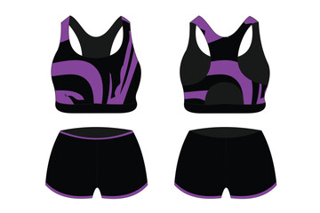 Sports bra underwear black and ping basic color vector specs