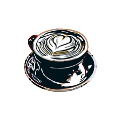 Coffee cup color sketch with a transparent background