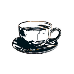 Coffee cup color sketch with a transparent background
