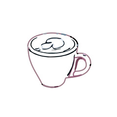 Coffee cup color sketch with a transparent background