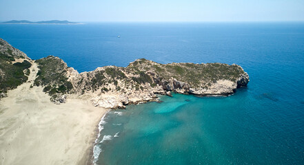 Fototapeta premium Panoramic drone view of Turkeys biggest beach, Patara - breathtaking!