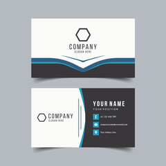 Vector Minimalist and Elegant Business Card Template with Blue Color