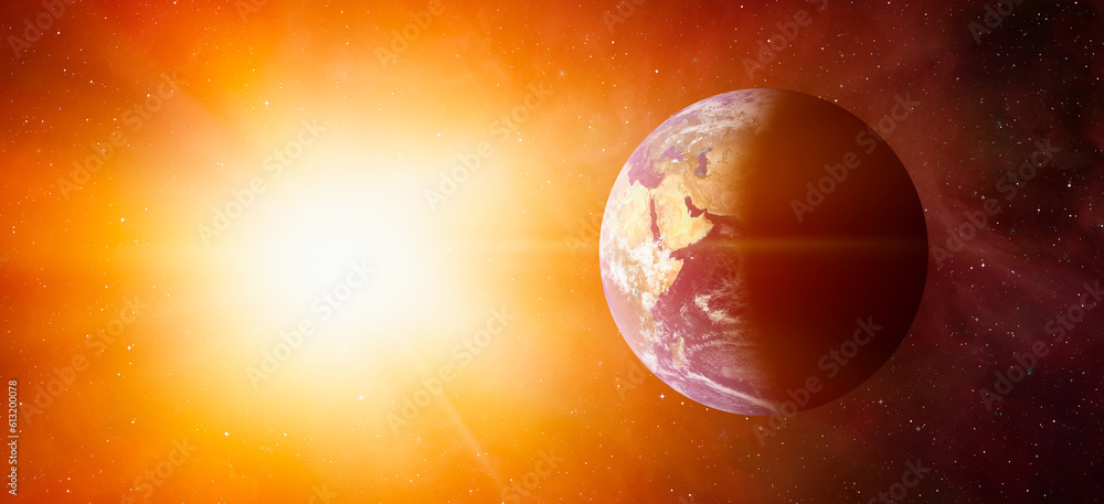 Poster planet earth with a spectacular sunset 
