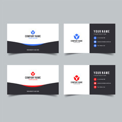 Set of Vector Minimalist and Elegant Business Card Template with Red and Blue Color