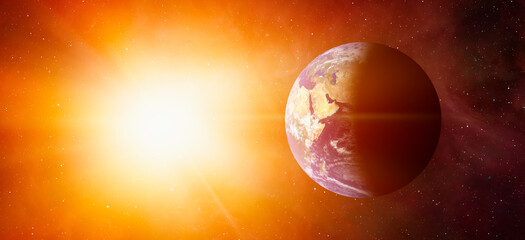 Planet Earth with a spectacular sunset 