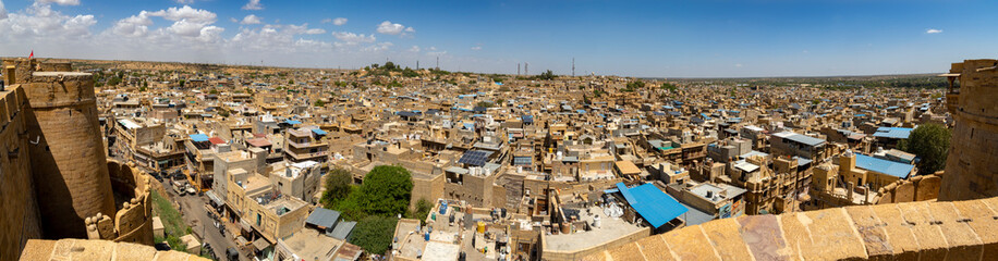 AISALMER RAJASTHAN INDIA 03 24 2023: Jaisalmer Fort or Sonar Quila or Golden Fort made of sandstone panoramic foto over the city