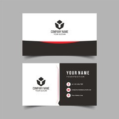 Vector Minimalist and Elegant Business Card Template with Black and Red Color