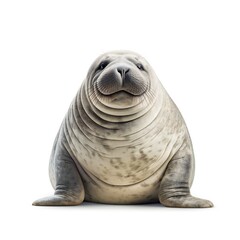 Fototapeta premium Funny elephant seal on white background Generative AI