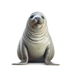 Fototapeta premium Funny elephant seal on white background Generative AI