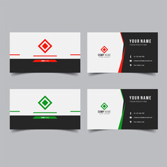 Set of Vector Minimalist and Elegant Business Card Template with Red and Green Color
