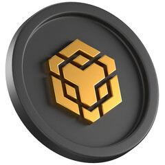 3d icon of a black coin with golden bnb logo in the center