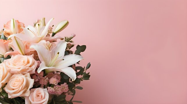 Un bouquet de fleurs sur fond rose
