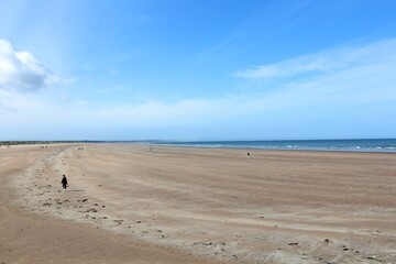 The beautiful view of St Andrews West Sands Beach, famous for the opening scenes of the film...