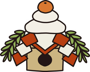 シンプルにデフォルメした鏡餅のイラスト